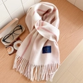 Écharpe à carreaux rose et blanc en 100% laine avec franges classiques pour l'hiver - Standard Anglais-52# Rose Blanc à Carreaux