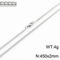 Polished silver curb chain necklace in stainless steel with 2mm width and lobster clasp - 45cm / Steel 2mm