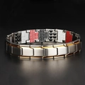 Silver and gold magnetic link bracelet for men on a dark reflective background - Silver & Gold Bracelet