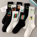 Modern cotton crew socks with black and white graffiti prints for athletic streetwear - 10 Pairs (Styles 11-20 Mix)