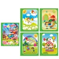 Reusable children's cartoon magic water painting book with four playful scene pages - Single-line Thick Childhood Style (includes Pen + Opp Bag)