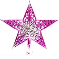 Pink purple hollow out Christmas tree star topper with elegant spiral patterns - 20cm / Silver Rose
