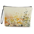 Neceser de lona con estampado floral de margaritas, cremallera negra y asa de mano - Estilo 2