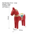 Large red wooden Dala horse statue with traditional hand-painted floral motifs - Red Horse - Large