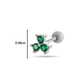 Silver stainless steel stud earring with three green cubic zirconia and screw back - Silver Green (12#-Silver Green)