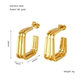 Rectangular 18K gold plated stainless steel hoop earrings with triple row design - Triple Line Rectangular Style (ZX1283)