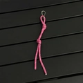 Pink paracord keychain with durable metal carabiner and decorative braided knot charm - Rose Red
