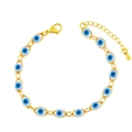 Pulsera de ojo turco dorado con trece colgantes azules y cadena con cierre de mosquetón - Blanco