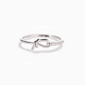 Polished silver knotted ring with pavé-set sparkling crystals in a minimalist design - Adjustable Open / White Gold