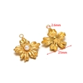 Golden flower petal pendant with white pearl inlay and 25mm diameter measurement details - Five-Petal Flower Pearl Pendant (F2338) / 5 Pieces/Pack (25mm) / Gold