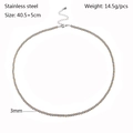 Dettaglio della collana di perle 3mm in acciaio inossidabile bicolore con catena regolabile - Diametro della Perlina 3 MM