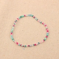 Handmade colorful glass seed bead bracelet with pink, blue and green summer tones - Style 63-Pink Green Blue Anklet