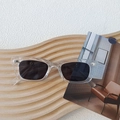 Occhiali da sole rettangolari moderni con montatura trasparente e lenti nere in stile hip-hop - Bianco Trasparente