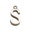 Polished stainless steel letter S pendant with brushed metal finish for necklaces - Steel S (With Chain) / Silver-Letter S