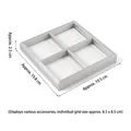 Silver 4-slot jewelry display tray in square design for rings and earrings - 4-Compartment Tray (White & Silver)