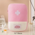 Roze en beige Oxford doek draagbare EHBO-tas in klein formaat van 13x18 cm - Groot / Roze