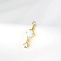 Macro detail of gold opal earrings with square white opal and round zircon accents - Single Gold - Style B (Square Drop)