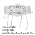 Vintage white lace-up corset belt in faux leather with double buckle and elastic band - 68CM / White (Silver Buckle)