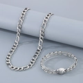 Set collana e bracciale Figaro in argento lucido con chiusura magnetica per uomo - Bracciale 21cm / 9mm Argento