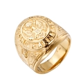 Golden United States Army signet ring with embossed eagle crest and military details - US 7 / Gold