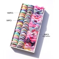 170-piece kids hair accessories set with colorful elastic bands and bow clips in a box - C54 (170-Piece OPP Set No Box)