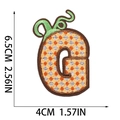 Detailed embroidery texture of letter G patch with measurements 6.5cm x 4cm on white background - Letter G