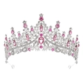 Close-up of silver crown featuring pink crystals and shimmering rhinestones - Silver & Pink Crystal