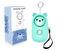 Mint green bear personal alarm with 130dB sound and LED light on a white background - English Packaging / Bear / Grass Green