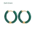 Orecchini a cerchio 12mm in acciaio inossidabile con smalto verde scuro e placcatura oro - Verde Scuro