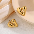 Elegant 18k gold plated titanium steel stud earrings with abstract heart shape design - Gold Asymmetric Heart