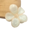 Pearlescent cream frangipani hair claw clip with subtle pink edges and glossy finish - Stitched Flower Claw [Beige Orange]