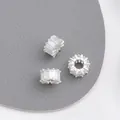 Three silver finish 14K gold plated wheel spacers with baguette-cut cubic zirconia - Style 16 / 11x6mm / Thick Silver