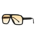 Retro quadratische Übergroße Sonnenbrille mit schwarzem Rahmen und Farbverlaufsgläsern - Schwarzer Rahmen Gelbe Gläser