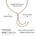 Detailed specs of the waterproof stainless steel Y-necklace with tassel drop design - Gold Rectangular Zirconia Tassel Style (YYN025365)