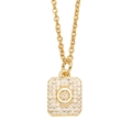 Gold square necklace with letter O pendant featuring pave-set cubic zirconia crystals - Letter O