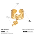Golden stainless steel wrap ring with snake charm, waterproof and hypoallergenic finish - Snake Pendant Multilayer Style (NB-R24301)
