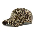 Casquette de baseball classique à imprimé léopard kaki et marron avec visière incurvée - Réglable / Khaki Petit Léopard