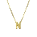 Macro shot of gold 925 sterling silver chain featuring a polished letter N pendant charm - Letter N / Gold
