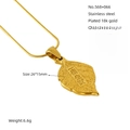 Dettaglio della collana a foglia in acciaio inossidabile placcato oro 18 carati - Oro