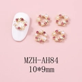 Macro de bijoux d'ongles couronne de Noël avec perles et strass roses brillants - Style Grande Couronne Strass Rose Base Dorée(AH84)