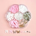 7-grid floral box with white and pink bowknot pearl nail art charms set - #07 Alloy Butterfly Bowtie Set