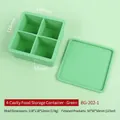 Green 4-cavity silicone ice cube mold with matching lid for whiskey food storage - 4-Grid Storage Box / Green