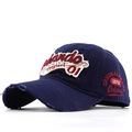 Vintage navy blue cotton baseball cap with red Orlando 01 embroidery and distressed details - Adjustable / Navy Blue