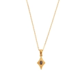 Elegante goldene Halskette mit Rauten-Sternen-Anhänger und dunkelgrauem Katzenaugenstein - Gold-Schwarz