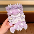 10-piece purple cartoon hair clips set with lace bows and flowers for girls - 559# Purple 10pcs Set