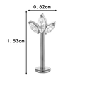 Silver titanium flower labret stud with three marquise crystals and size markings - Clover Style (T2527-2) / Silver