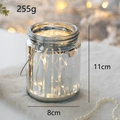Silver glass Christmas candle holder with elk forest pattern and warm LED light - Large / Silver