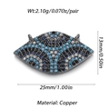 Macro view of blue evil eye copper pendant with zircon pavé details and dimensions - YSN031-13 (Colorful Zirconia Eye Connector)