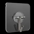 Single transparent wall hook with silver metal hanger on a dark background - 50 Silk Round Acrylic Transparent Hook