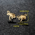 Gold stainless steel dragonfly stud earrings with hollow wing design and 1.2cm width - 050 Dragonfly Gold